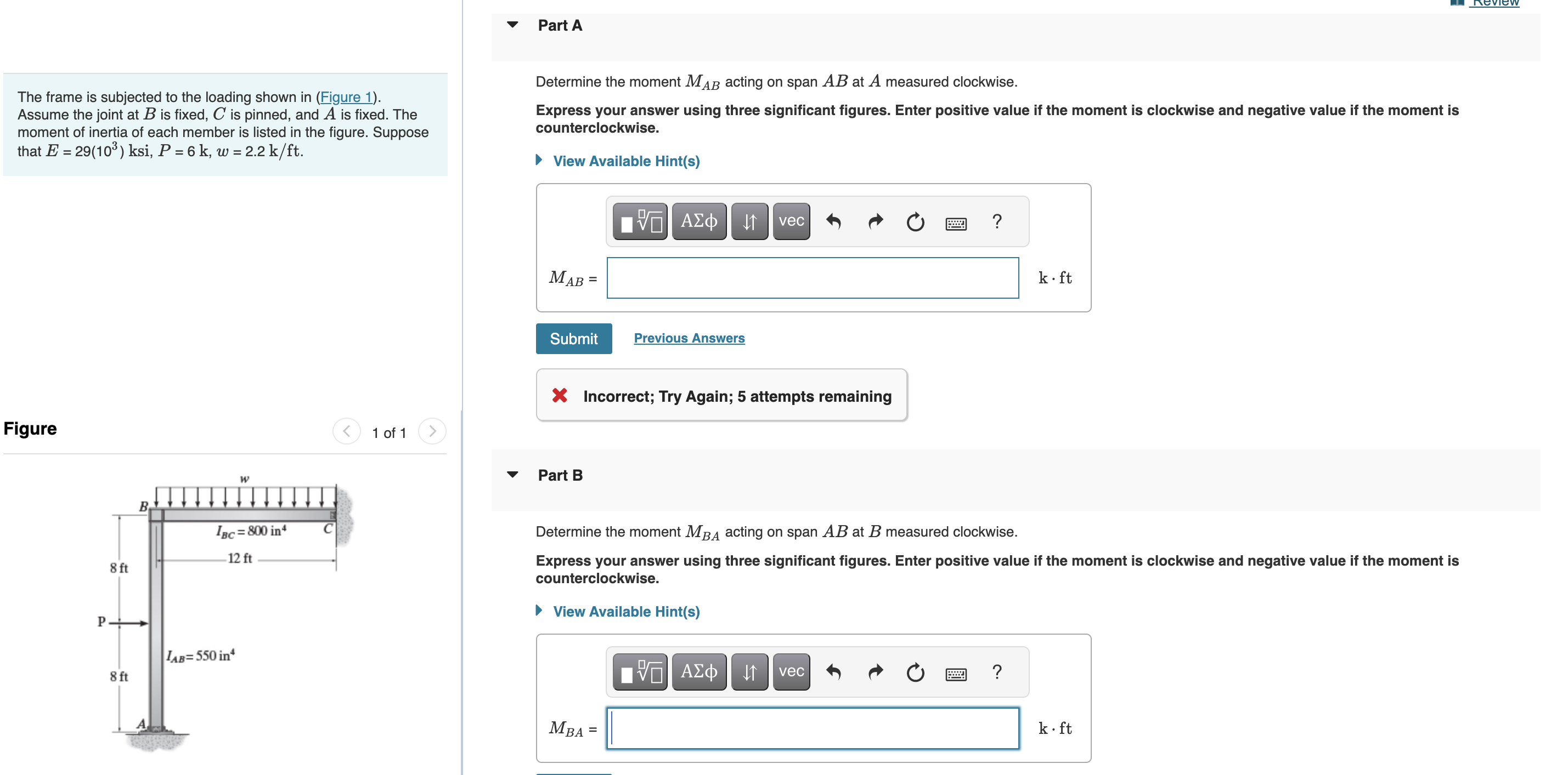 Solved Determine the moment MAB acting on span AB at A | Chegg.com