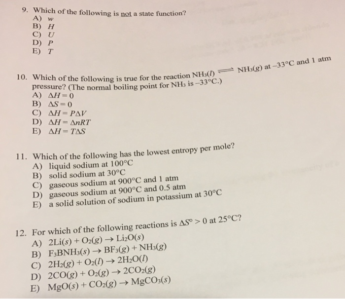 Solved: Which Of The Following Is Not A State Function? A | Chegg.com