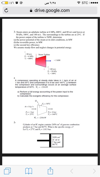 Solved Steam Enters An Adiabatic Turbine At 6 MPa, 600 | Chegg.com