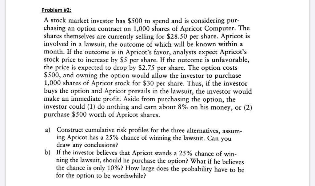 Solved Problem #2: A Stock Market Investor Has $500 To Spend | Chegg.com