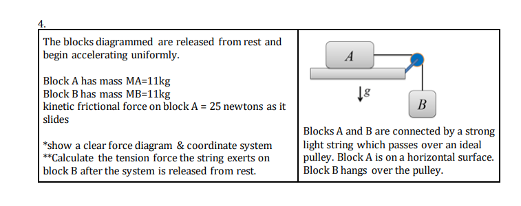 Solved 4. The blocks diagrammed are released from rest and | Chegg.com