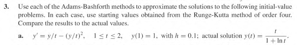 Solved 3. Use each of the Adams-Bashforth methods to | Chegg.com