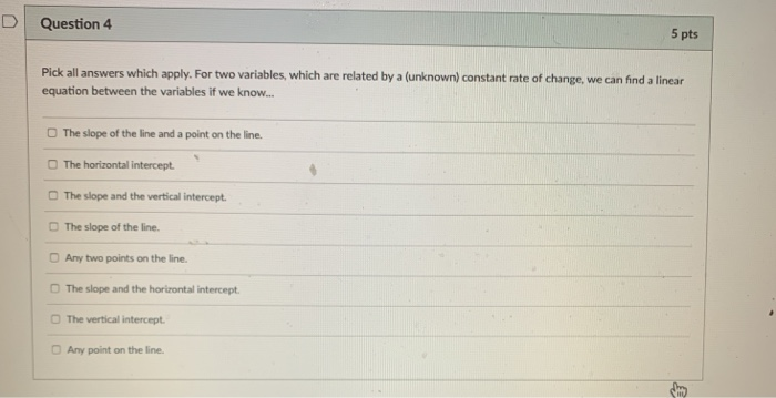 Solved D Question 4 5 pts Pick all answers which apply. For | Chegg.com