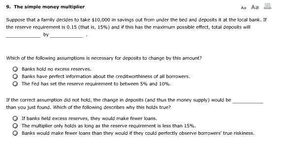 Solved 9. The Simple Money Multiplier Suppose That A Family | Chegg.com