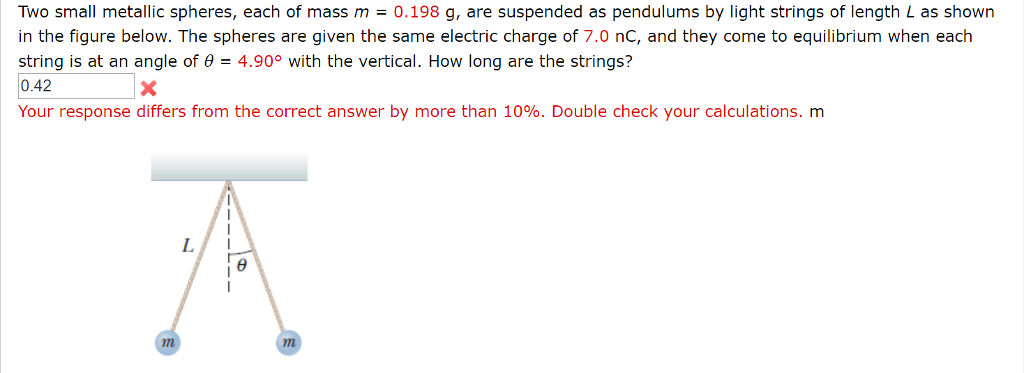 Solved Two small metallic spheres, each of mass m = 0.198 g, | Chegg.com