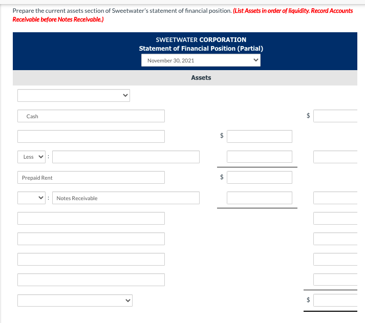 Solved Sweetwater Corporation reported the following