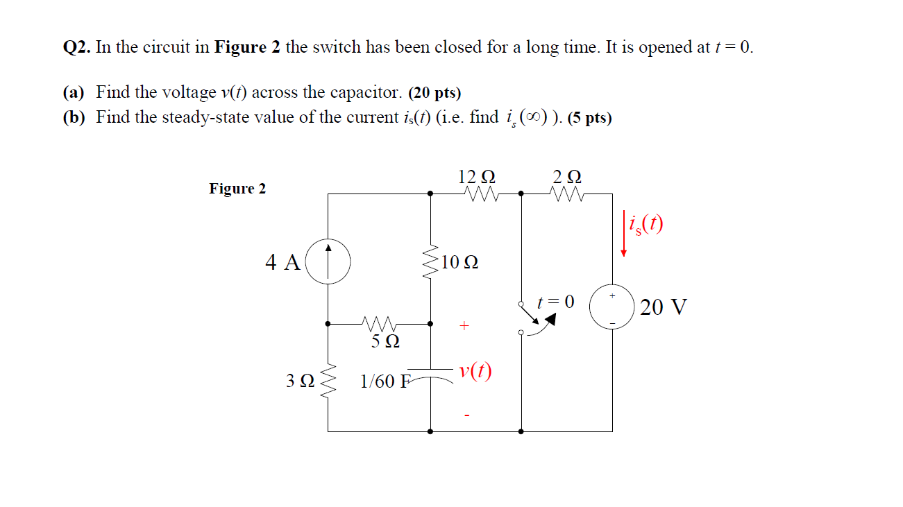 Solved Q2. In the circuit in Figure 2 the switch has been | Chegg.com
