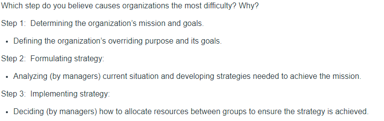 Solved Which step do you believe causes organizations the | Chegg.com
