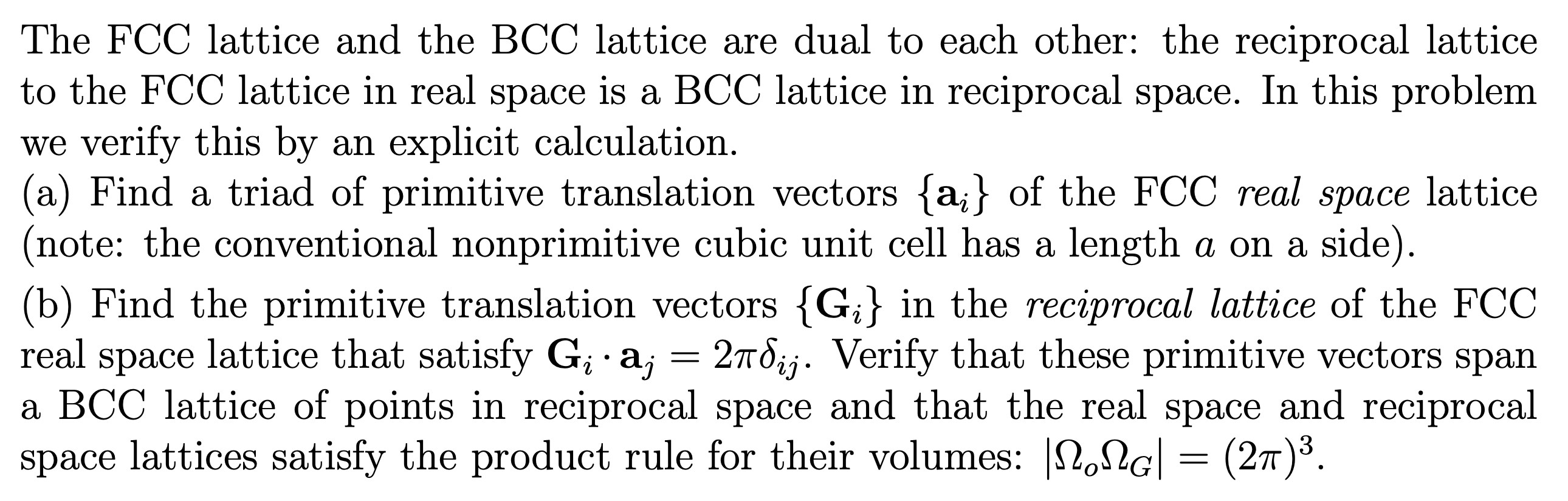 Solved The FCC lattice and the BCC lattice are dual to each | Chegg.com