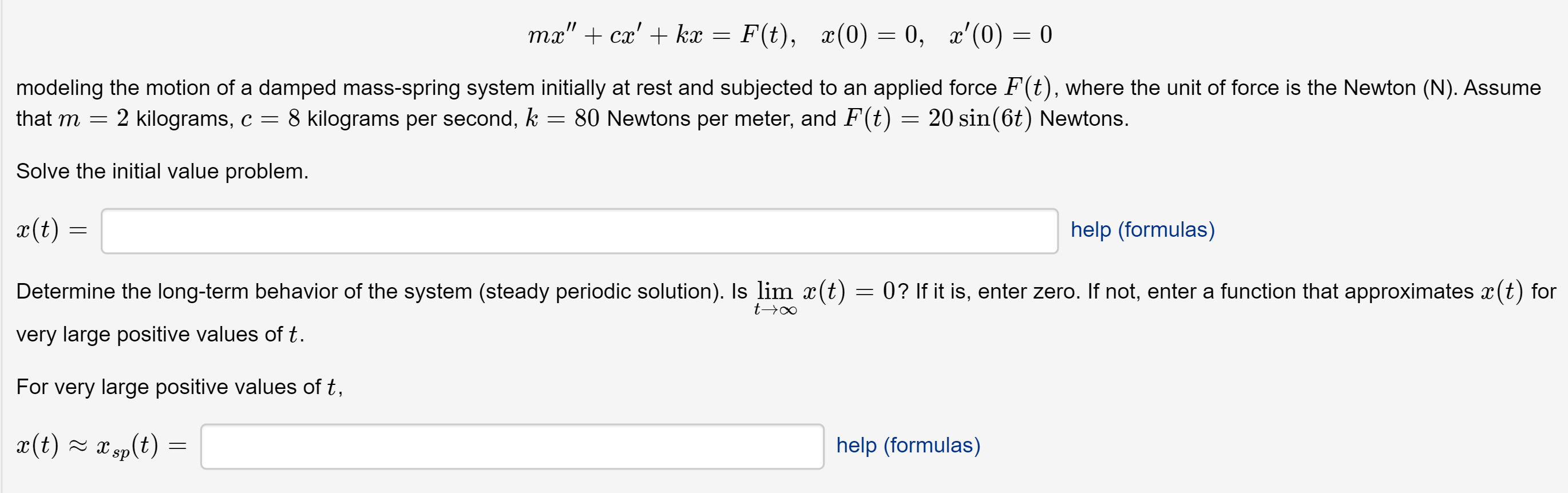 Solved Mx Cx Kx F T X 0 0 X 0 0 2 2