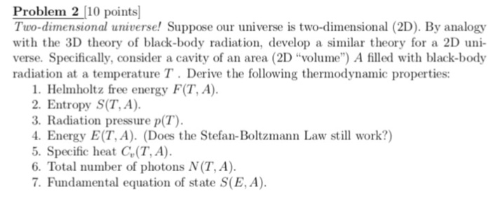 Solved Problem 2 10 points Two-dimensional universe! Suppose | Chegg.com