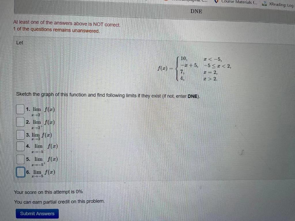 Solved Course Materials f... XReading Log DNE At least one