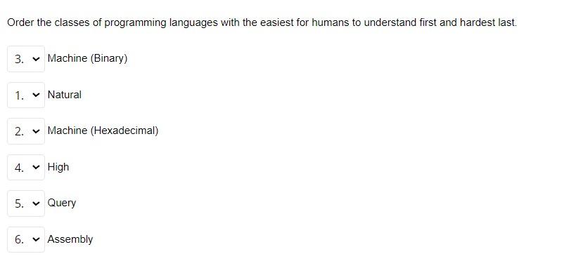 Solved Order the classes of programming languages with the | Chegg.com