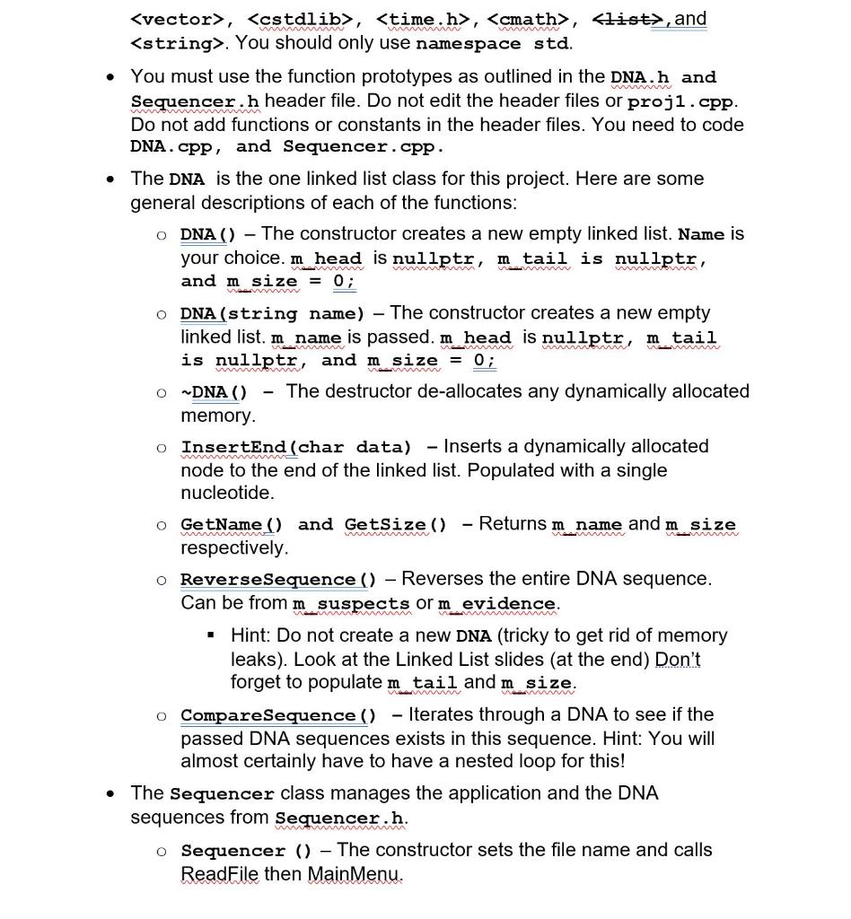Project 3 - DNA Profiler 1. Overview In this project | Chegg.com