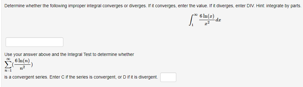 Solved Determine whether the following improper integral | Chegg.com