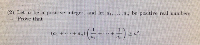 Solved (2) Let n be a positive integer, and let ai....an be | Chegg.com