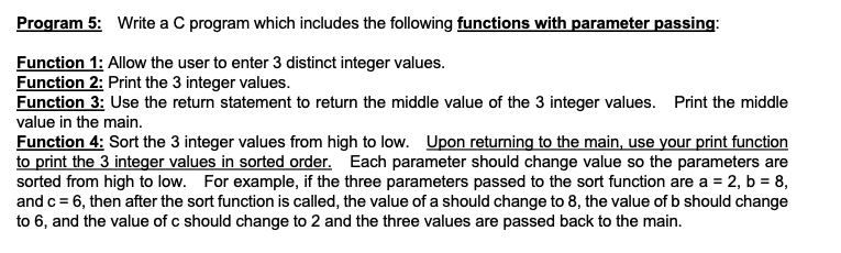 Solved Program 5: Write a C program which includes the | Chegg.com
