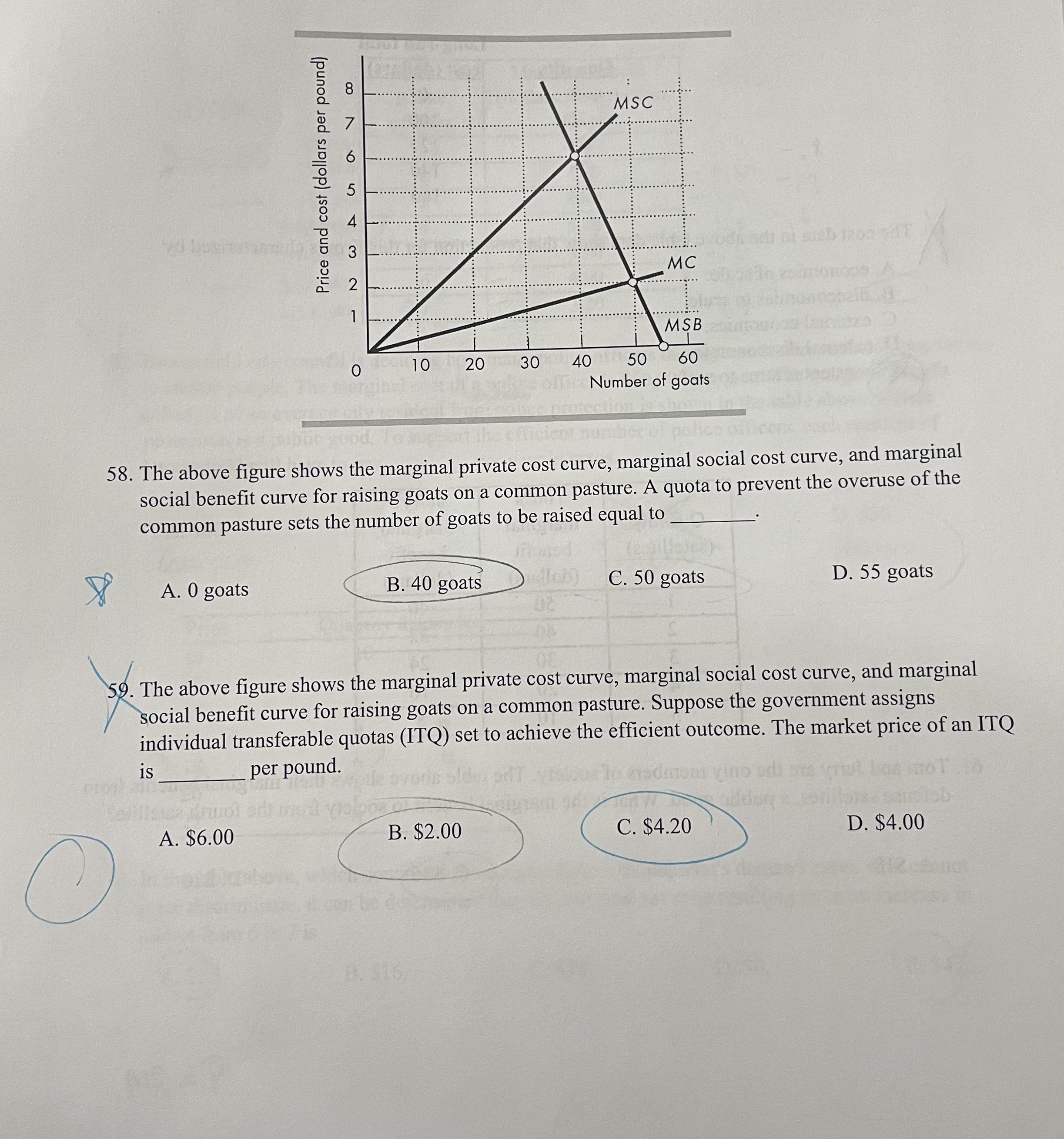 Solved 58. The above figure shows the marginal private cost | Chegg.com