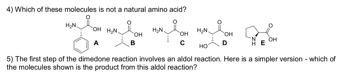 Solved 4) Which Of These Molecules Is Not A Natural Amino