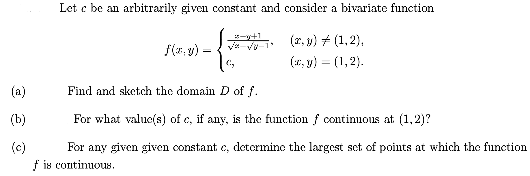 Solved Let c be an arbitrarily given constant and consider a | Chegg.com