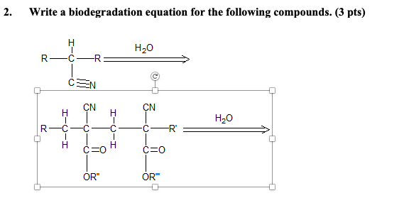 Solved 2. Write a biodegradation equation for the following | Chegg.com