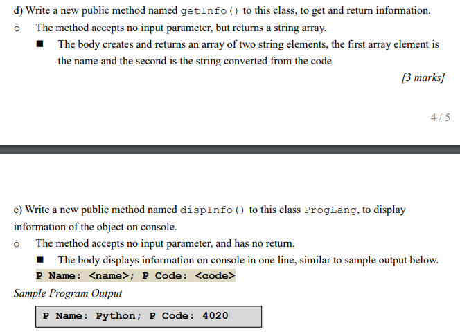 Solved = public class ProgLang { // represent Programming | Chegg.com