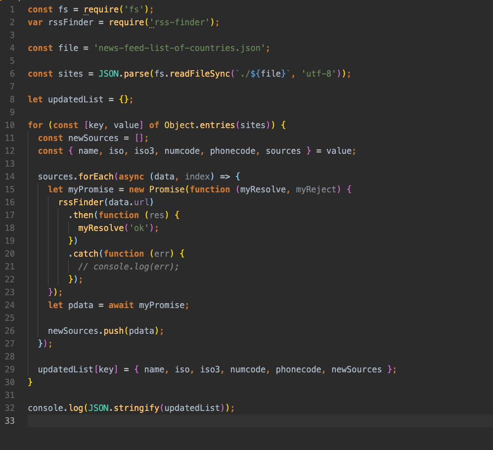 Solved 1 const fs = require('fs'); var rssFinder = | Chegg.com