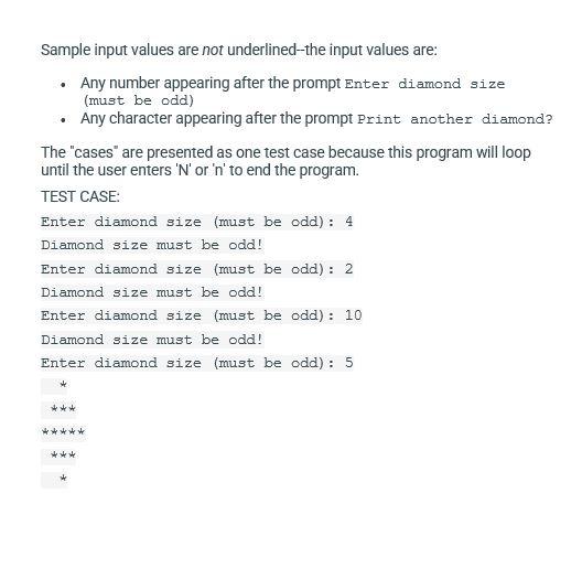 Solved 11.5 Problems: For loops Write a program that prompts | Chegg.com