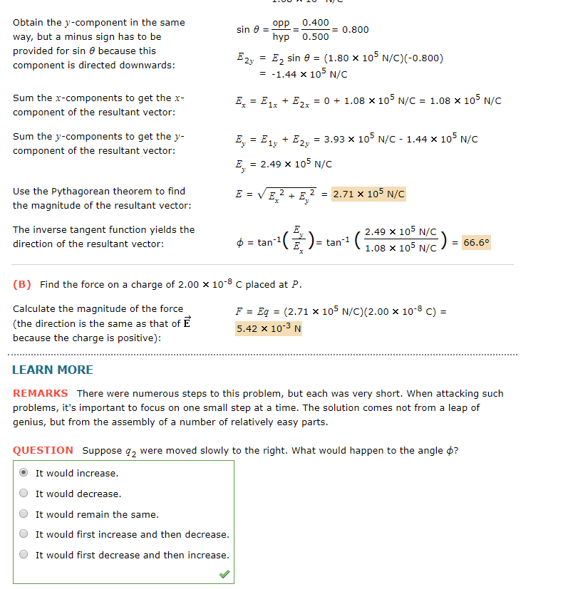 Solved EXAMPLE 15.5 Electric Field Due to Two Point Charges | Chegg.com