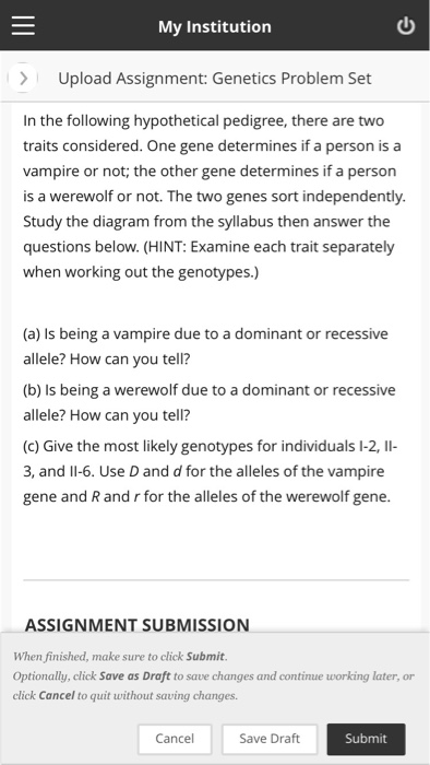 lecture assignment 2 genetics problems