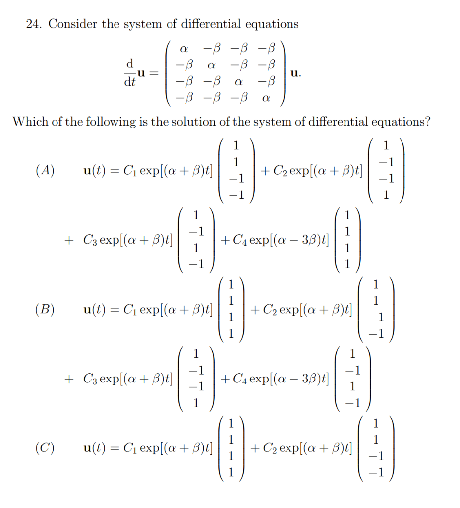 Solved 24. Consider the system of differential equations | Chegg.com