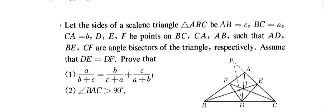 Let The Sides Of A Scalene Triangle Abc Be Ab C Chegg Com