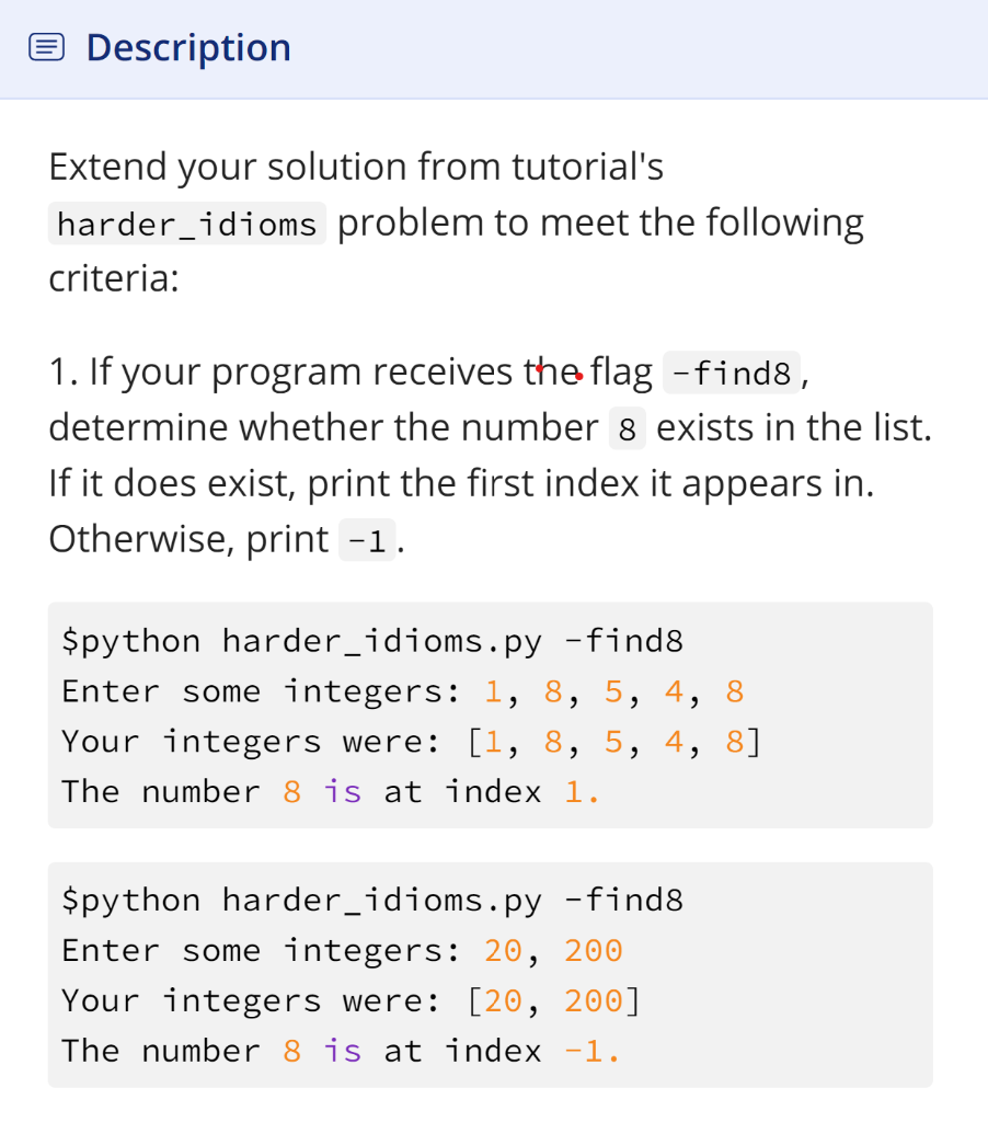 Edfinity Python Problem Extra Parts Solved O Description Extend your solution from tutorial's | Chegg.com