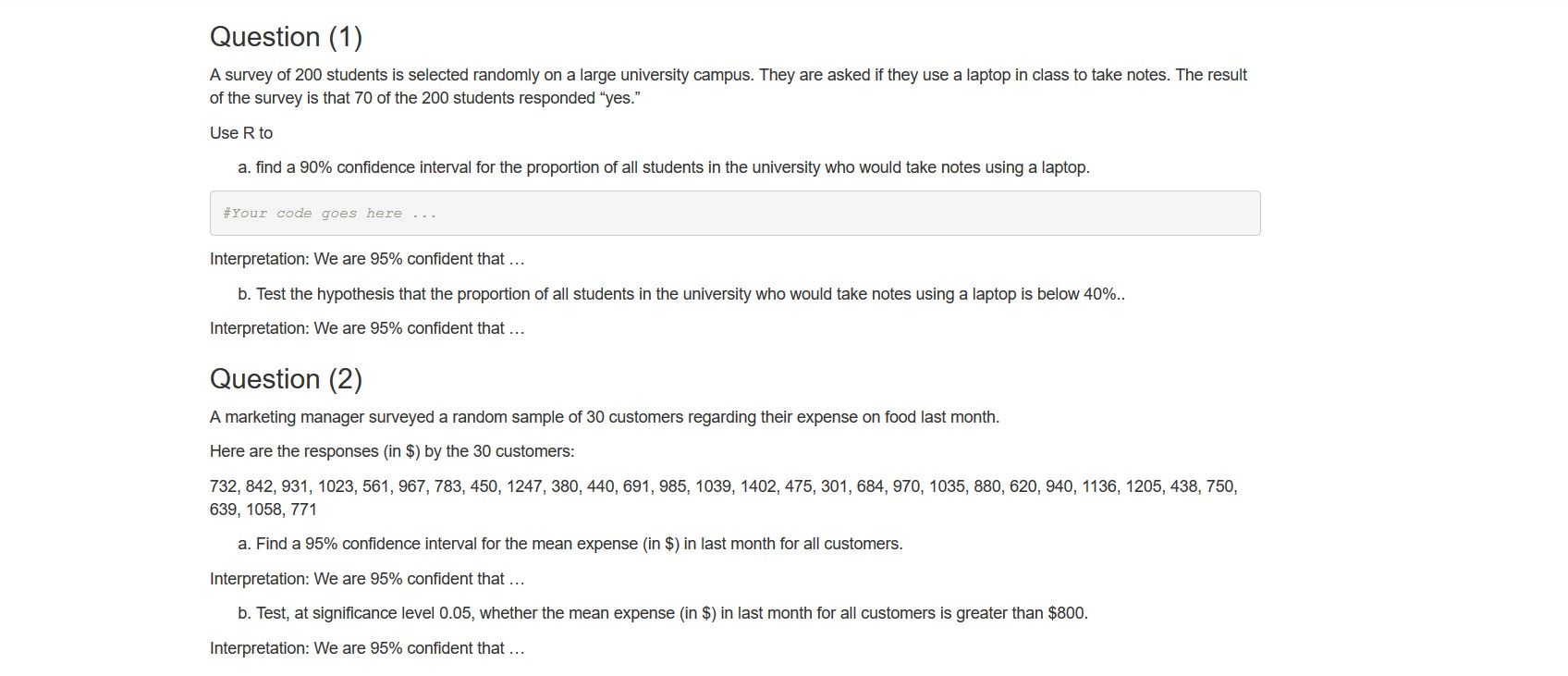 Solved Question (1) A survey of 200 students is selected | Chegg.com