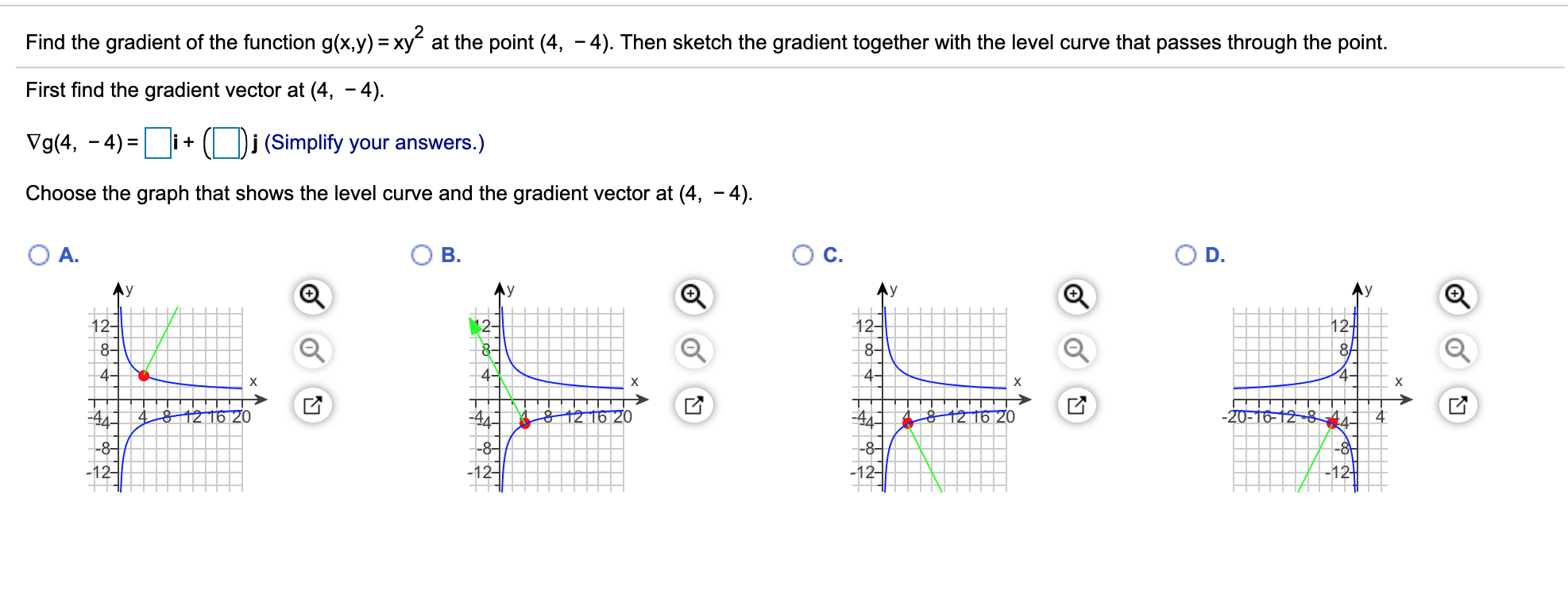 Solved Find the gradient of the function g(x,y) = xy? at the | Chegg.com