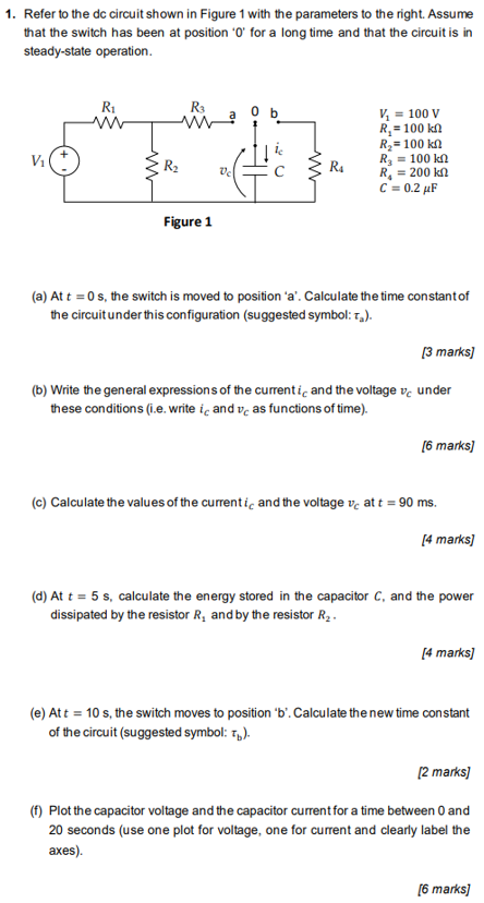 Solved 1. Refer To The Dc Circuit Shown In Figure 1 With The | Chegg.com