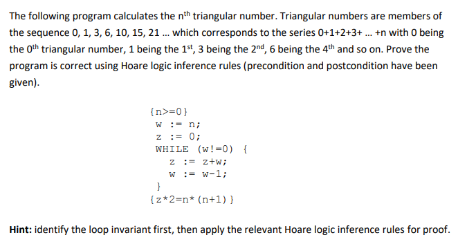 Solved The following program calculates the nth triangular | Chegg.com