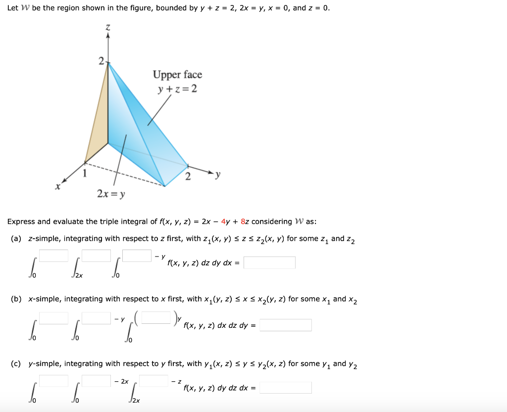 Solved Let W Be The Region Shown In The Figure Bounded B Chegg Com