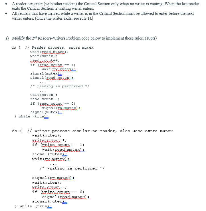 Solved • A reader can enter (with other readers) the | Chegg.com