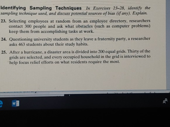 Solved Identifying Sampling Techniques In Exercises 23 28 Chegg Solved Identifying Sampling Techniques In Exercises 23 28 Chegg