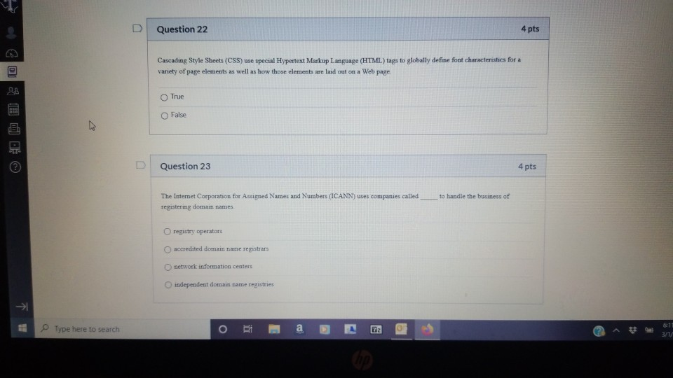 Solved D Question 22 4 Pts Cascading Style Sheets Css Use Chegg Com
