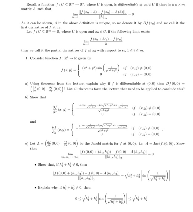 Solved Recal a function f U CR