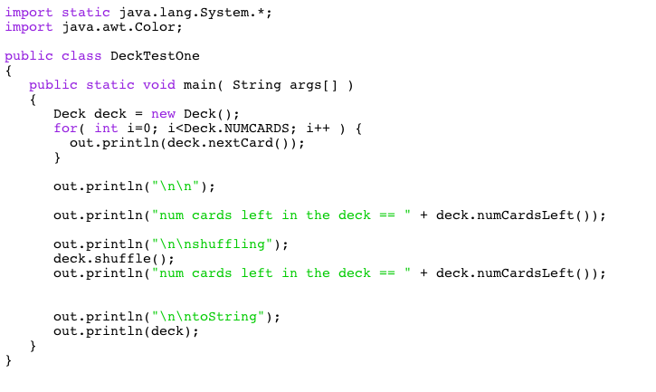 Solved public abstract class Card public static final String | Chegg.com