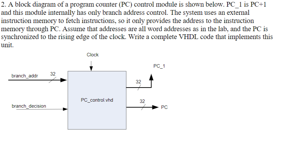 2. A block diagram of a program counter (PC) control | Chegg.com