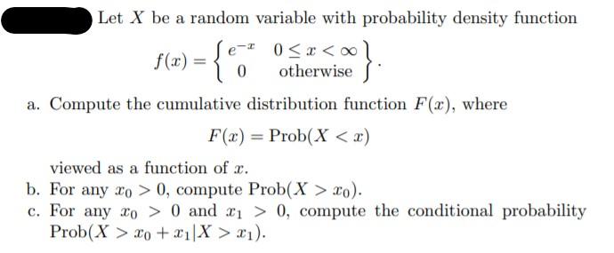 Solved Let X be a random variable with probability density | Chegg.com