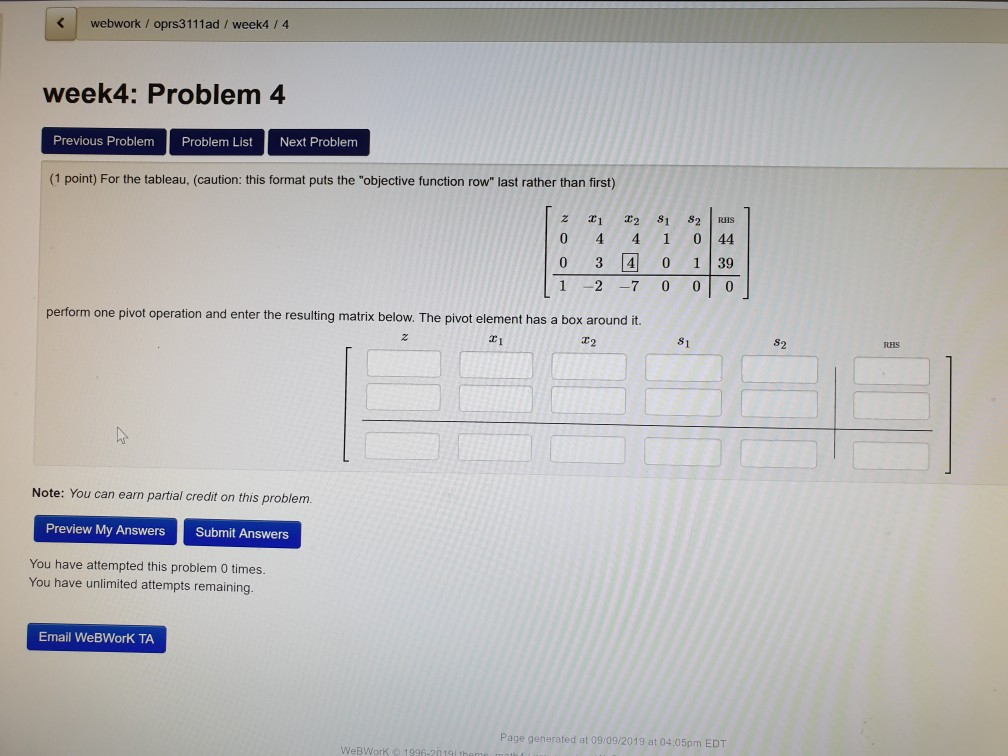 Solved webwork / oprs3111ad / week4 / 4 week4: Problem 4 | Chegg.com
