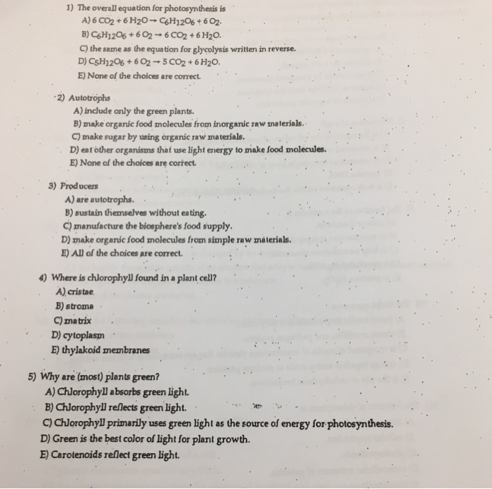 solved-1-the-overall-equation-for-photosynthesis-is-a-6-chegg