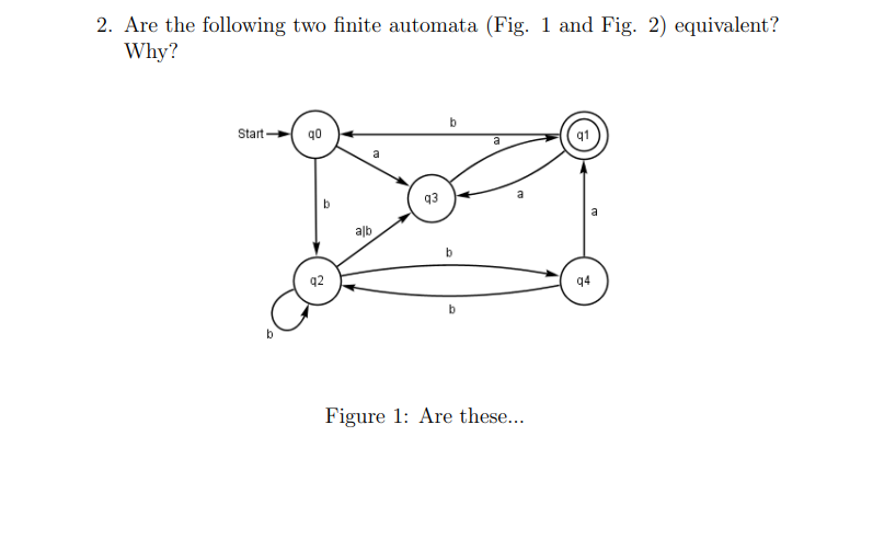 Solved 2. Are the following two finite automata (Fig. 1 and | Chegg.com