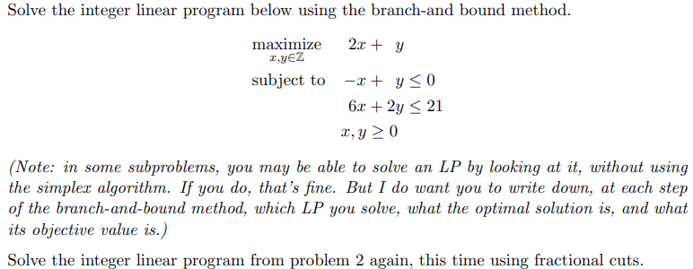 Solve the integer linear program below using the | Chegg.com