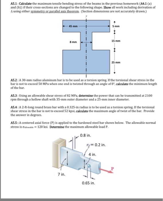 Solved A5.1: Calculate the maximum tensile bending stress of | Chegg.com